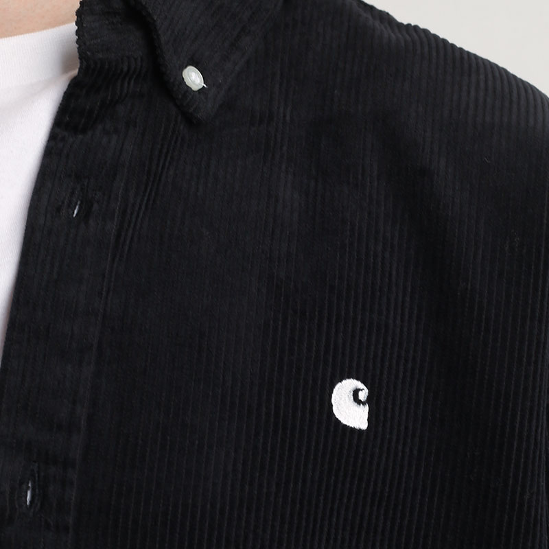 мужская черная рубашка Carhartt WIP L\S Madison Cord Shirt I029958-black/wax - цена, описание, фото 2